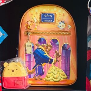 Disney Beauty and the Beast Loungefly Backpack Orange(Pooh bear not included)